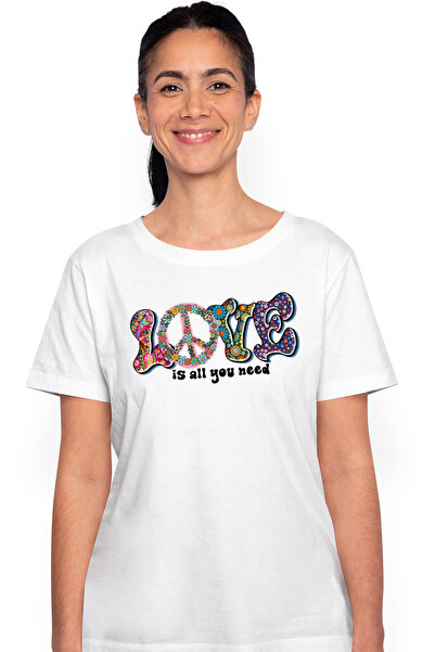 StoryGift Romania Tricou Femei cu mesajul "Love is all you need", litere cu f...