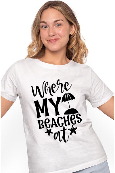StoryGift Romania Tricou Femei cu mesajul in engleza "Where my beaches at" - unde sunt plajele mel WHT_XS