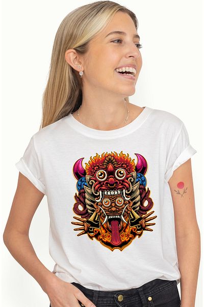 StoryGift Romania Women's T-Shirt With Totem, Mayan, Hands, Demons, Multicolor with Print on the Front, 10 WHT_XL
