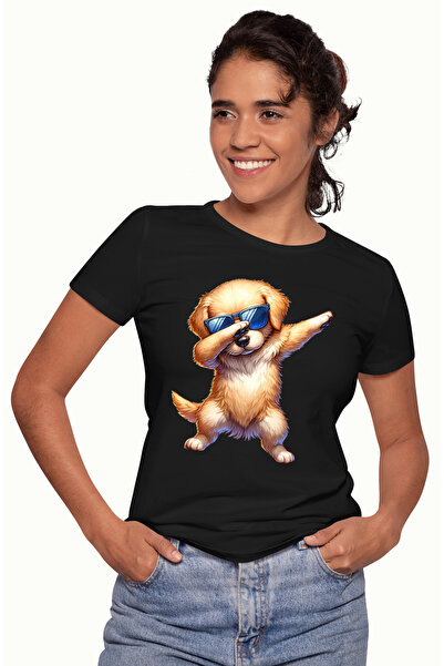 StoryGift Romania Tricou Femei cu un catel Golden Retriever care danseaza, oc...
