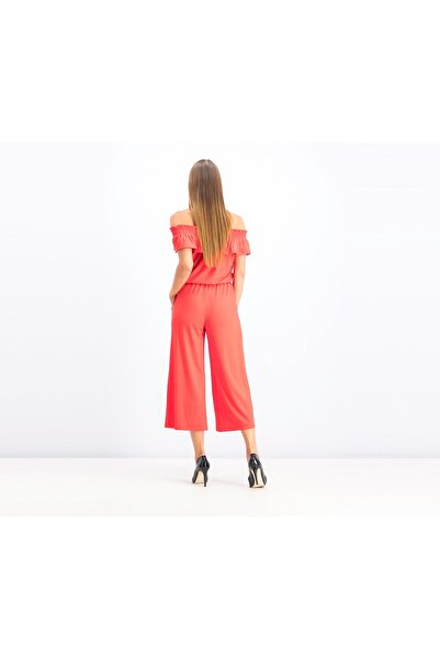 Ralph Lauren Women Ruffled Wide,Leg Jumpsuit, Red