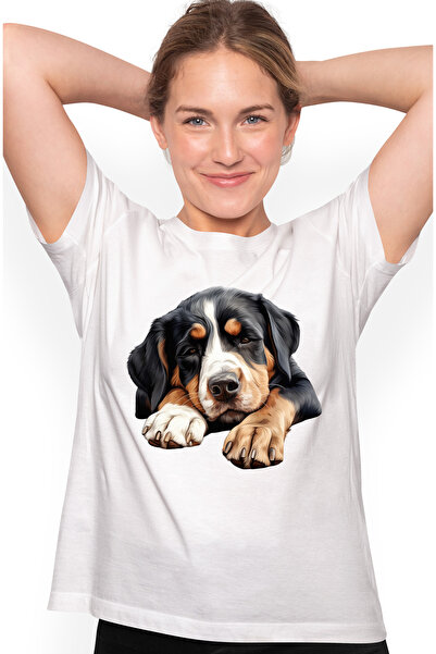 StoryGift Romania Tricou Femei cu un catel somnoros, ilustratie, aproape ador...