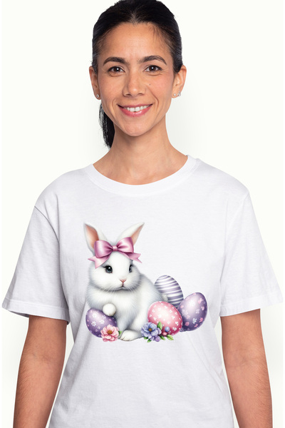 StoryGift Romania Tricou Femei cu o iepuroaica serioasa, ilustratie, fundita,...