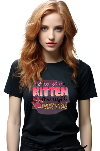 StoryGift Romania Tricou Femei cu mesajul "Are you kitten me right meow", ilu...