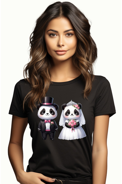 StoryGift Romania Tricou Femei cu o ursoaica si un urs Panda, ilustratie, la ...