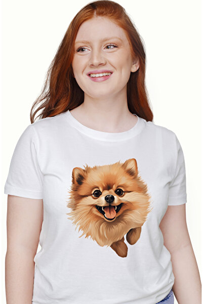 StoryGift Romania Tricou Femei cu un catel vesel si blanos de talie mica, ilu...