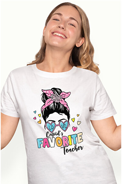 StoryGift Romania Tricou Femei cu mesajul "Cupid favorite teacher", ilustrati...