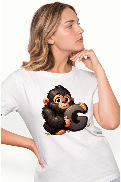 StoryGift Romania Tricou Femei cu o gorila care tine litera "G", pentru copii...