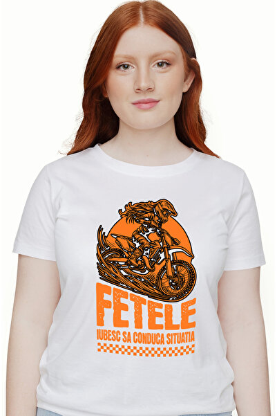 StoryGift Romania Tricou Femei Fata pe motor iubitoare de motocros adrenalina...