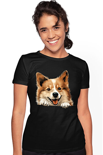 StoryGift Romania Tricou Femei cu un caine vesel, ilustratie, energic, vrea s...