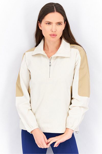Ralph Lauren Women Graphic Printed Long Sleeve Half Zip Jacket, Cream