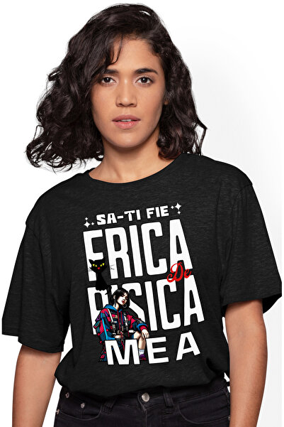 StoryGift Romania Tricou Femei fata cu pisica sa-ti fie frica de pisisca mea iubitorii de animale BLK_XL