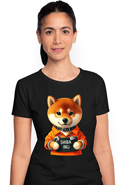 StoryGift Romania Tricou Femei cu un catel Shiba Inu la puscarie, ilustratie,...
