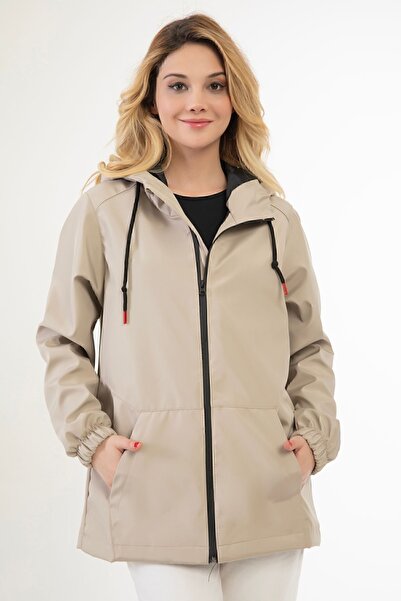 Riverstorm Γυναικείο αδιάβροχο με πέτρινη κουκούλα αδιάβροχο και αντιανεμικό αδιάβροχο με εσωτερικές τσέπες - αντιανεμικό