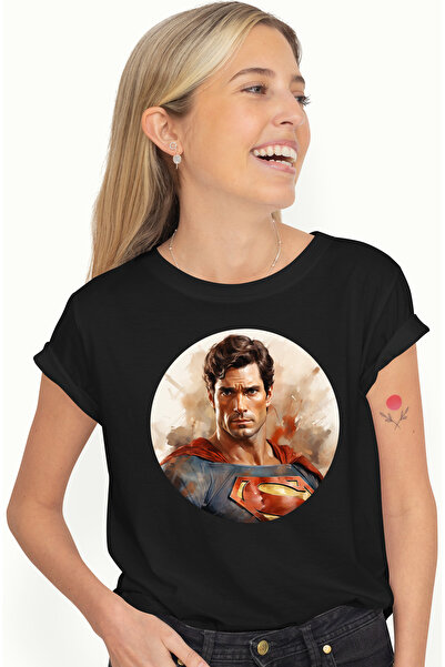 StoryGift Romania Tricou Femei Cu Superman, DC, Henry Cavill, Nisip, Superero...