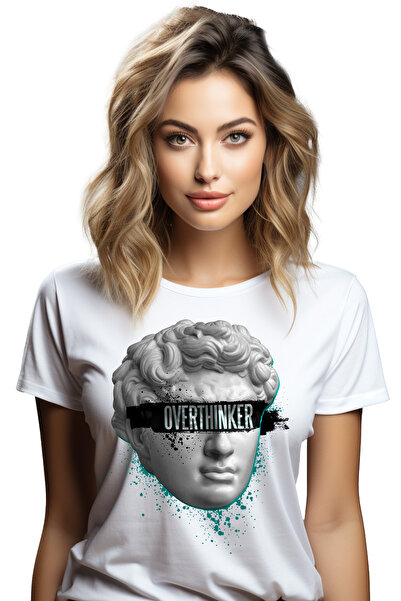 StoryGift Romania Tricou Femei Personalizata Statue Greceasca Overthinker, cu...