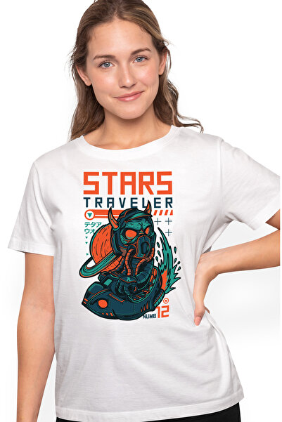 StoryGift Romania Tricou Femei Cu Extraterestru, Text In Engleza Stars Travel...