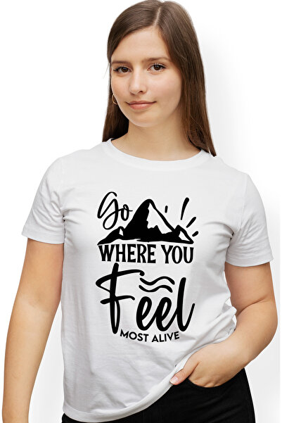 StoryGift Romania Tricou Femei cu munti si mesaj care te indeamna sa te duci acolo unde te simti c WHT_XL