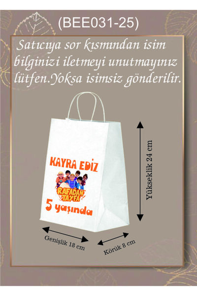 AMBALAJDÜNYAM Kişiye Özel İsim Baskılı Rafadan Tayfa Görselli Doğum Günü Hediye Poşeti (18*8*24) 25 Ad