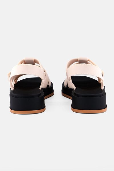 ZAXY Women Velcro Casual Sandals, Off white/Black
