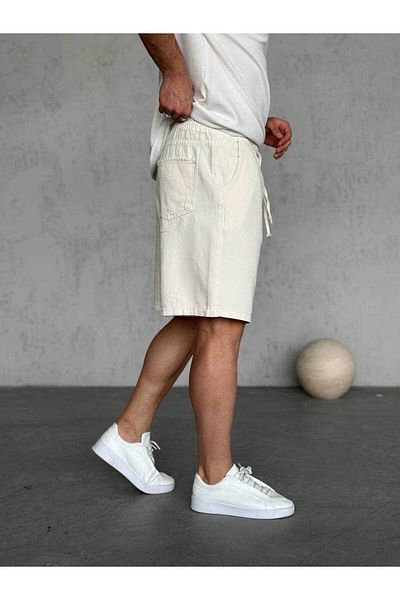 MODA Cream Cotton Loose Shorts