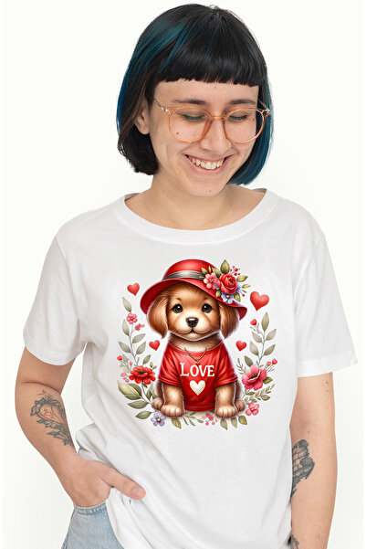 StoryGift Romania Tricou Femei cu un catel care poarta un tricou rosu, ilustr...