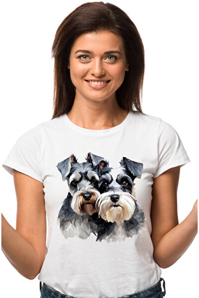 StoryGift Romania Tricou Femei cu 2 catei, ilustratie, abstract, arta poligon...