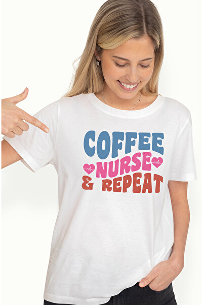 StoryGift Romania Tricou Femei Cu Text In Engleza Coffe Nurse Repeat, Medicin...