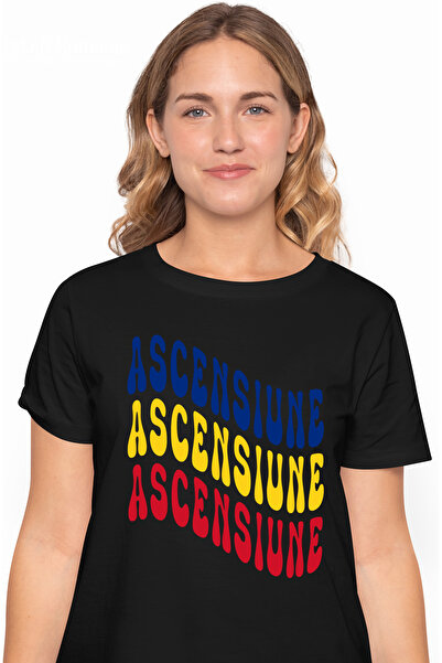 StoryGift Romania Tricou Femei Cuvantul Ascensiune, in Culorile Steagului Rom...