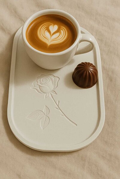 Genel Markalar Gül Çizimli El Yapımı Dekoratif Tabak – Özel Tasarım (23 x 13 ...