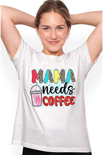 StoryGift Romania Tricou Femei cu mesajul "Mama needs coffee", ilustratie, li...