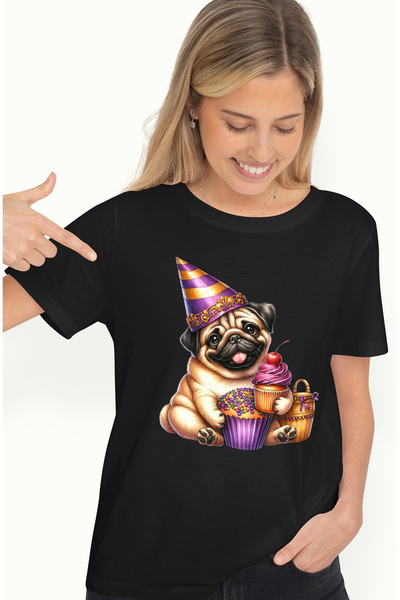 StoryGift Romania Tricou Femei cu un catel vesel, ilustratie, aniversare, bri...