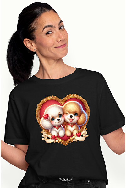 StoryGift Romania Tricou Femei cu o catelusa si un catel, ilustratie, fericit...