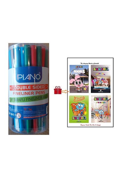 TMN GLOBAL Tmn piano double sided fineliner (double sided) pen 48 pieces and gift coloring book! ! !