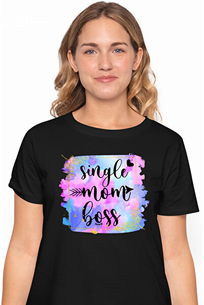 StoryGift Romania Tricou Femei cu mesajul "Single Mom Boss", ilustratie, mama...