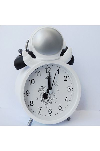 PUFO Happy Astronaut children's alarm clock, 15 cm, silver