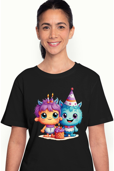 StoryGift Romania Tricou Femei cu 2 creaturi bucuroase, ilustratie, micute, a...