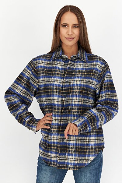 Calvin Klein Women Checkered JackeT-shirt, Blue Combo