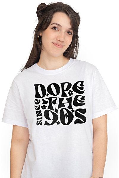 StoryGift Romania Tricou Femei cu floricele si mesajul "Dope since the 90s" -...