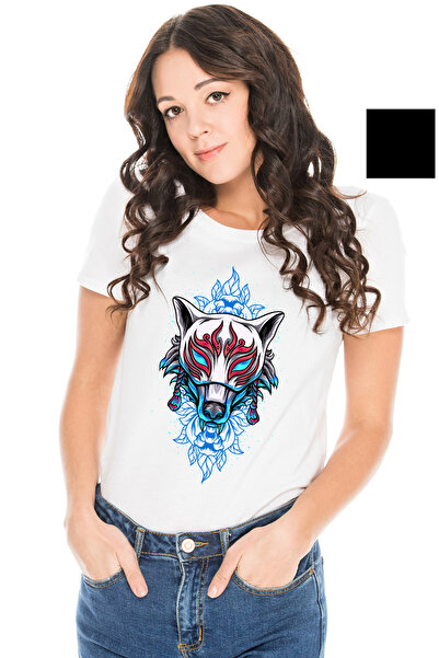 StoryGift Romania Tricou Femei Cu Masca, Lup, Funie, Flori, Frunze, Lumini, Asiatic, Multicolor c WHT_S