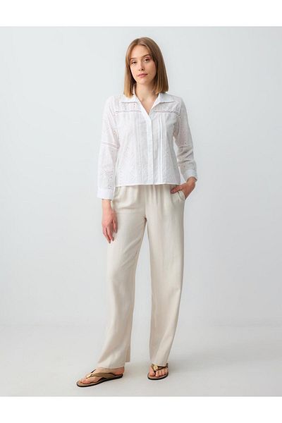 Jimmy Key Stone Relaxed Cut High Waist Loose Wide Leg Long Linen Trousers