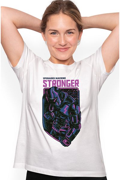 StoryGift Romania Tricou Femei Cu Robot Mov Stand In Picioare, Inteligenta Artificiala, Tehnologie WHT_S