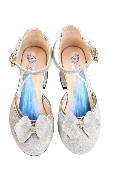 minibonito Elsa Girl's Shiny Glitter Heeled Evening Dress Shoes