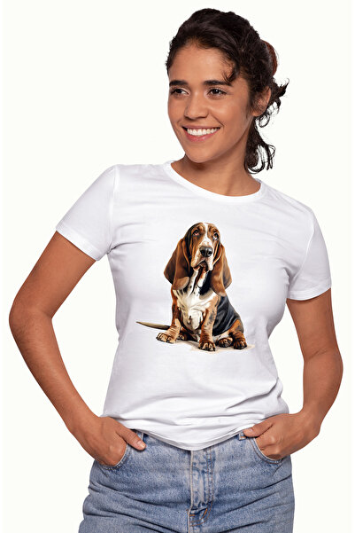 StoryGift Romania Tricou Femei cu un catelus serios, ilustratie, urechile lasate, pentru iubitorii WHT_XL