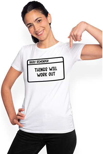 StoryGift Romania Tricou Femei cu mesaj incurajator in engleza "Things will work out" - Lucrurile WHT_XL