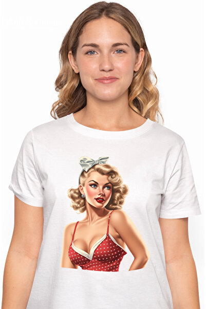 StoryGift Romania Tricou Femei cu o femeie frumoasa, ilustratie, stil retro, ...