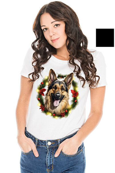 StoryGift Romania Tricou Femei cu un caine lup bucuros, ilustratie, coroana, vasc, globulete, frun WHT_L