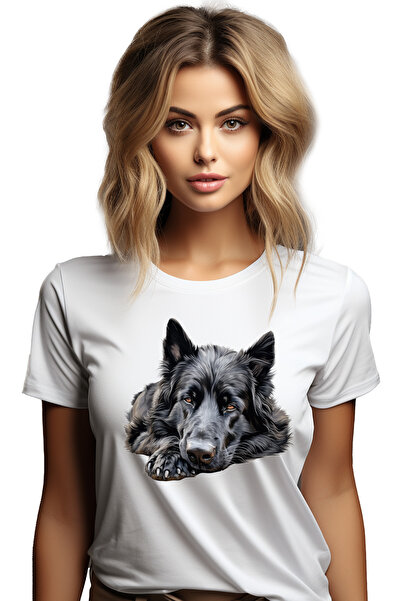 StoryGift Romania Tricou Femei cu un caine negru somnoros, ilustratie, ora de...