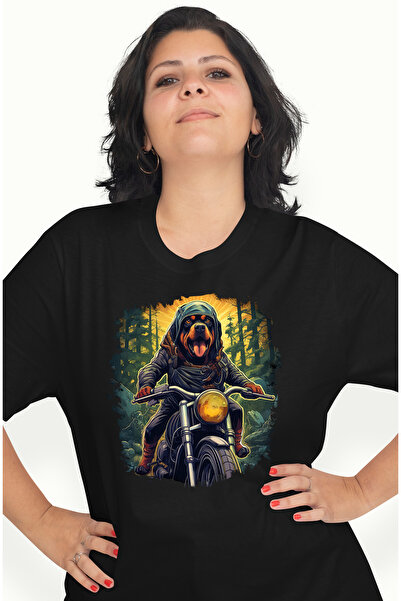 StoryGift Romania Tricou Femei cu un catel Rottweiler care merge prin padure ...