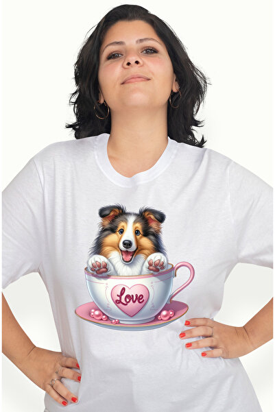 StoryGift Romania Tricou Femei cu un caine jucaus, ilustratie, sta intr-o cea...